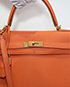 Hermes Kelly 35 Clemence Leather in Orange, other view